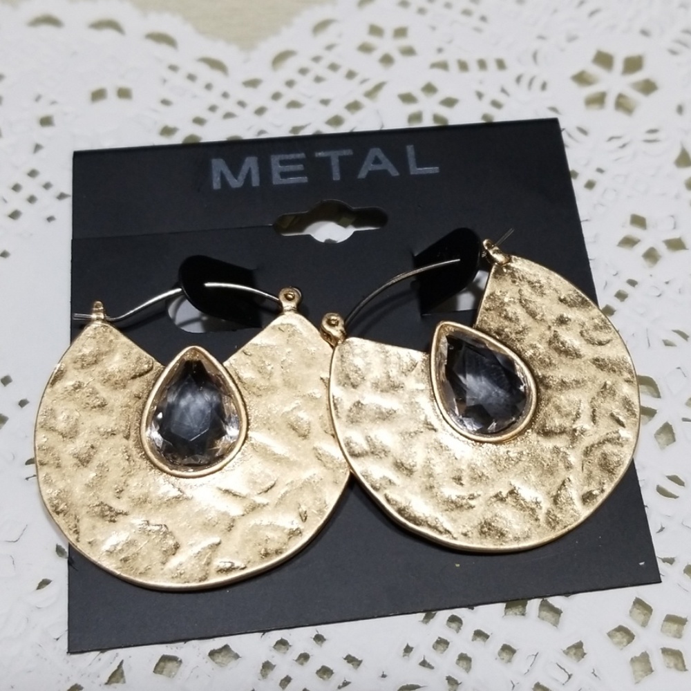 Geometric Shape CZ Accent Earrings By Metal